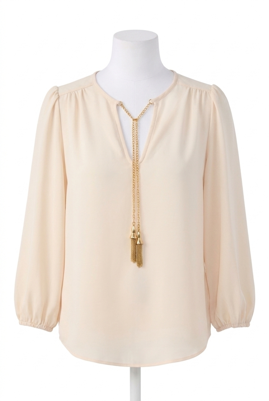 NEW TRINA TURK morabi top with chain in cream